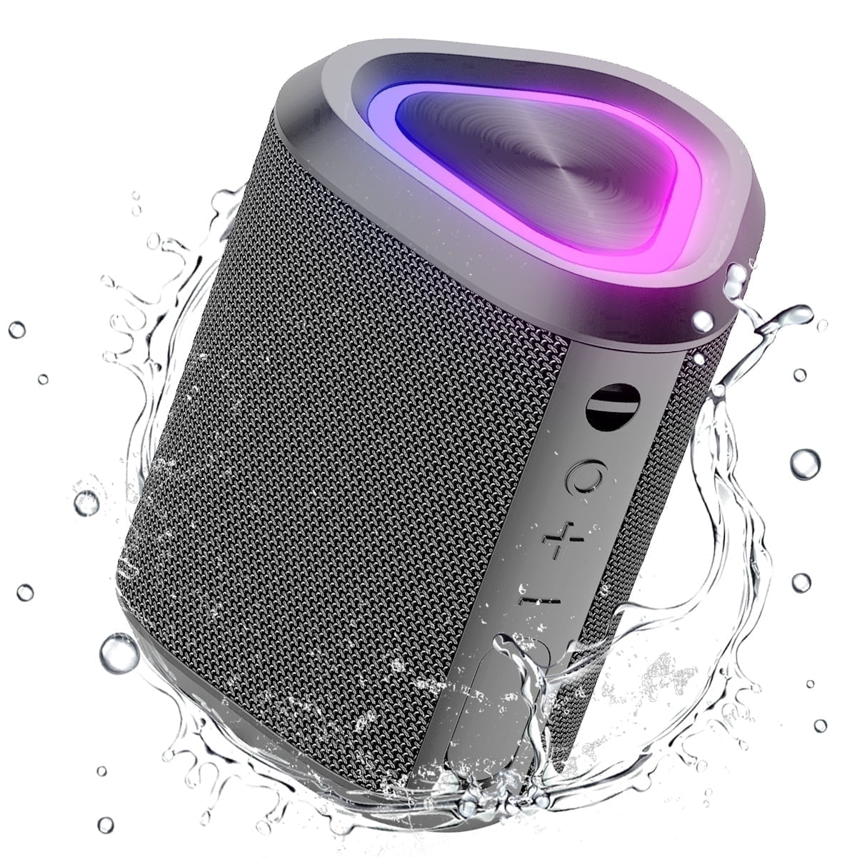 Portable Bluetooth Speaker with LED Lights,Bluetooth 5.3,24H Playtime,Stereo Bass,Built-In Microphone,Ipx7 Waterproof Wireless Outdoor Speaker,Grey