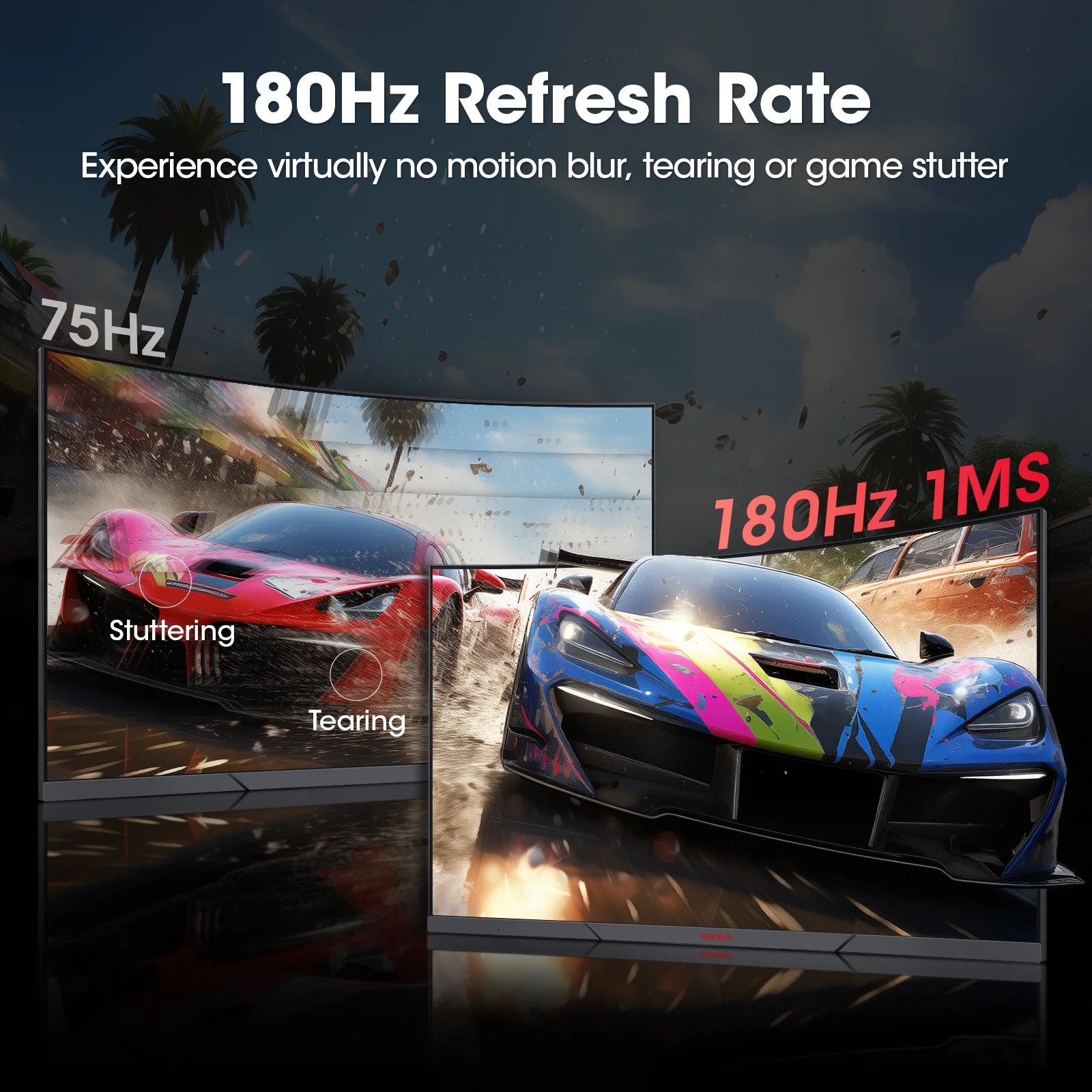 27 Inch Curved Gaming Monitor, 180Hz FHD Computer Monitors, 99% Srgb, Adaptive-Sync
