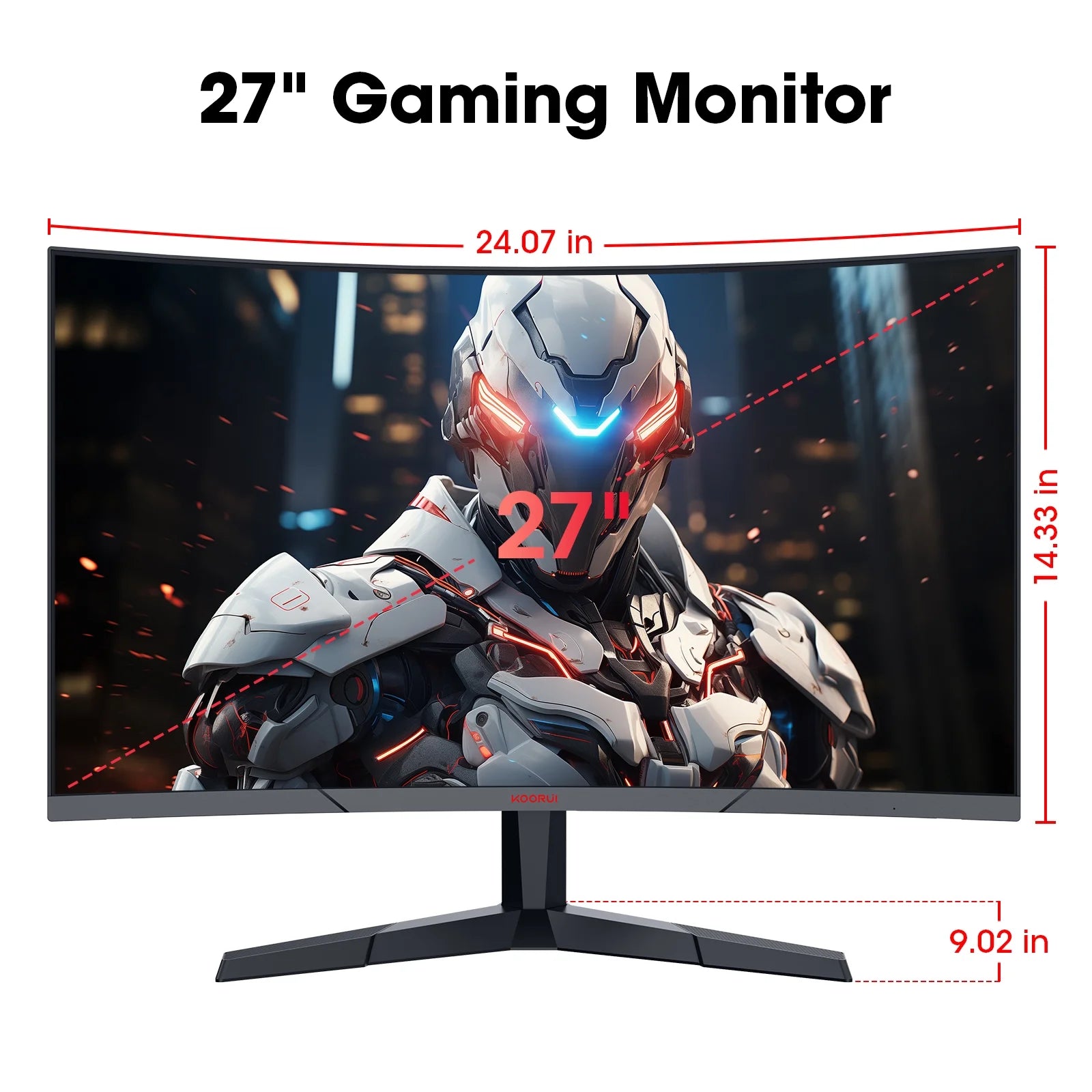 27 Inch Curved Gaming Monitor, 180Hz FHD Computer Monitors, 99% Srgb, Adaptive-Sync