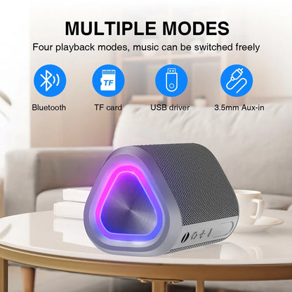 Portable Bluetooth Speaker with LED Lights,Bluetooth 5.3,24H Playtime,Stereo Bass,Built-In Microphone,Ipx7 Waterproof Wireless Outdoor Speaker,Grey