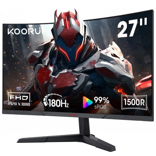 27 Inch Curved Gaming Monitor, 180Hz FHD Computer Monitors, 99% Srgb, Adaptive-Sync