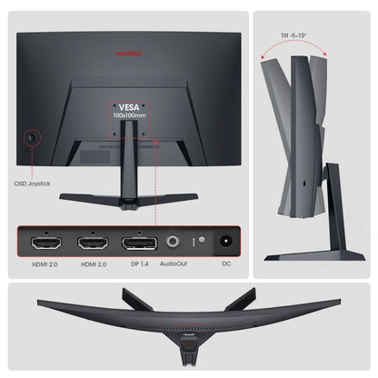 27 Inch Curved Gaming Monitor, 180Hz FHD Computer Monitors, 99% Srgb, Adaptive-Sync